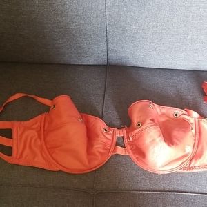 Faux leather bra top